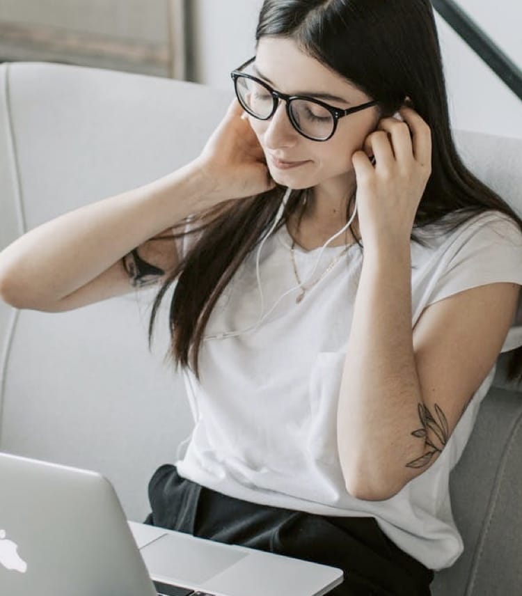 A woman in a videocall